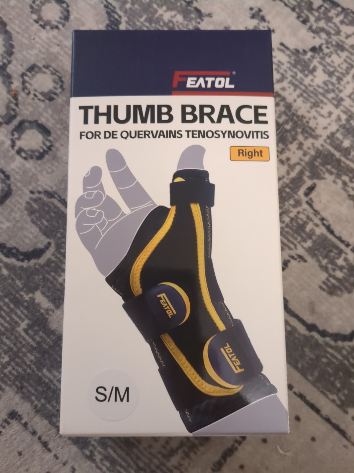 Featol Thumb Brace For De Quervains Tenosynovitis, Right Hand, New, Size S/M