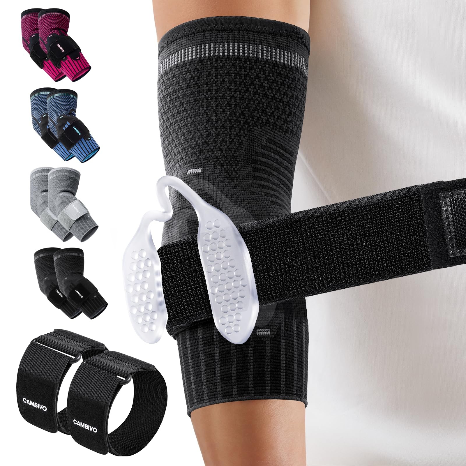 1 Pair Tennis Elbow Support Sleeve With Dual Gel Pads for Targeted Forearm Su…