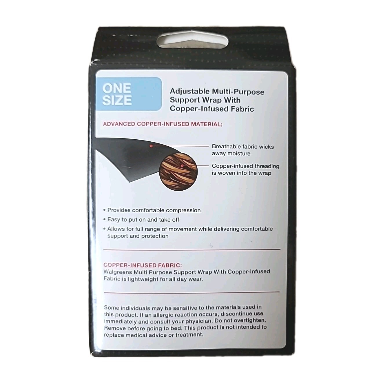 Walgreens adjustable multi-purpose support wrap with copper infused fabric