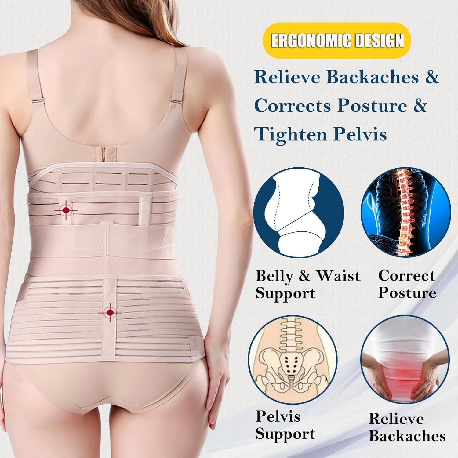 3-in-1 Postpartum Support Belt for Abdominal Recovery & Posture Correction in…