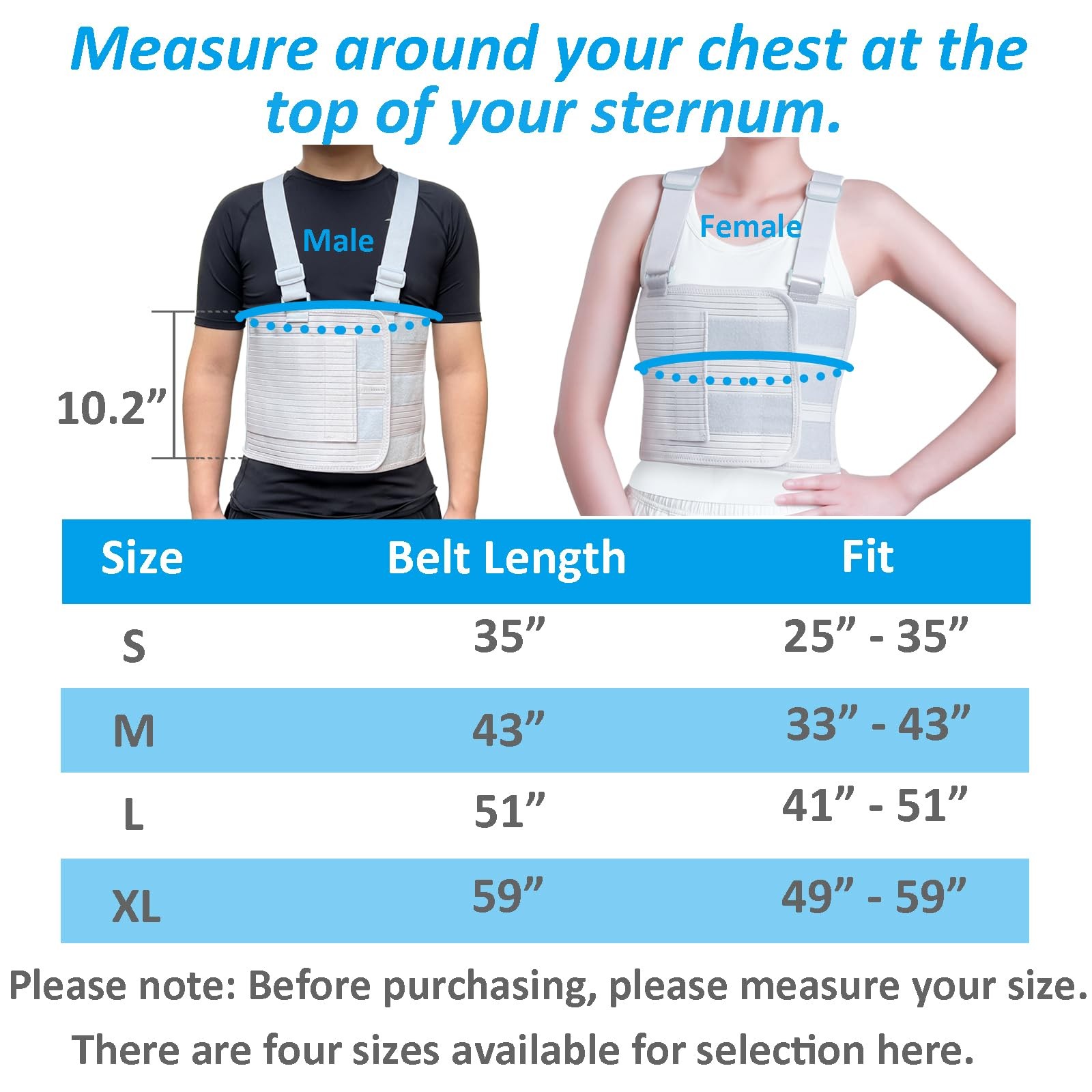 Rib Injury Chest Binder Brace Support Belt Compression Wrap XLarge Fits 4959