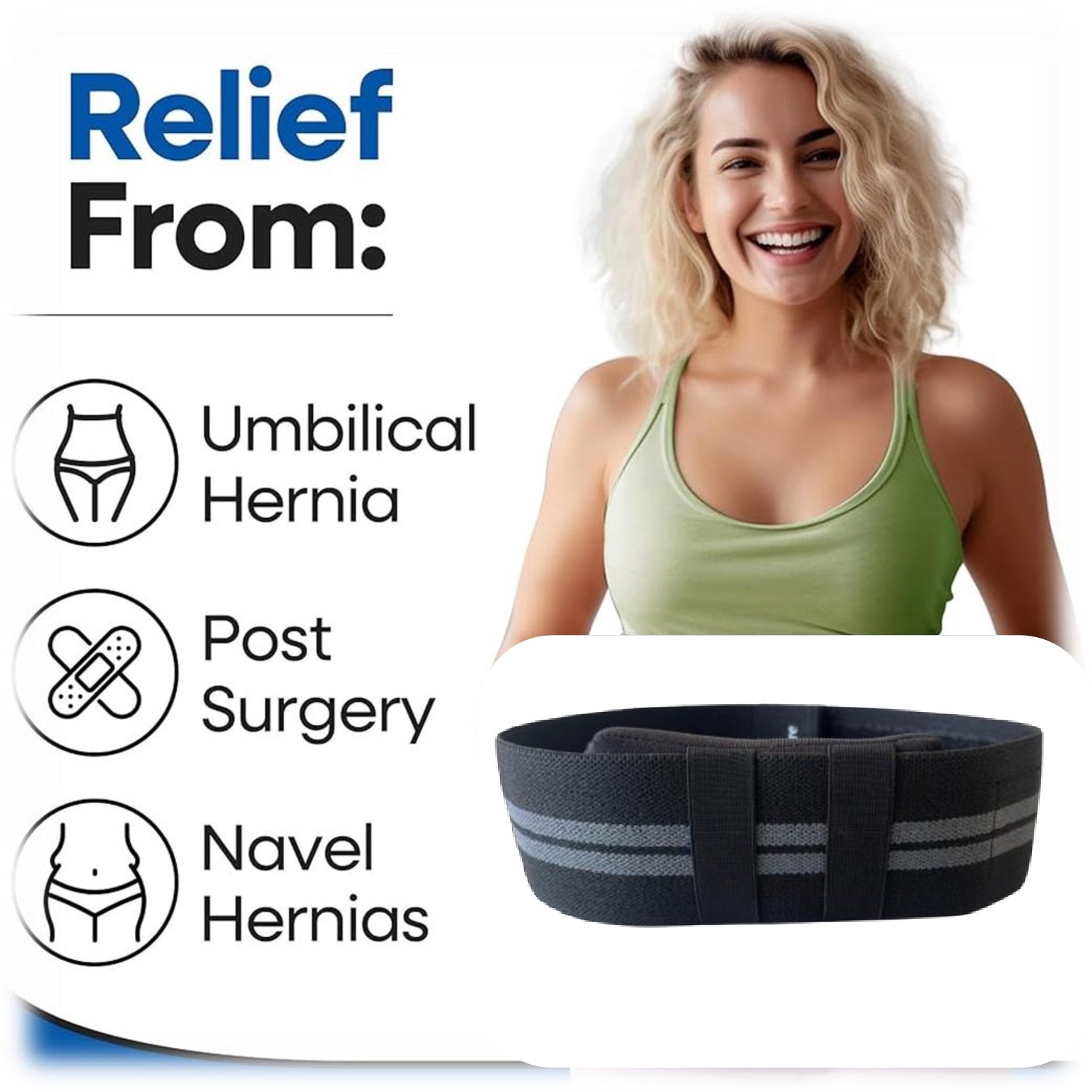 Beige Umbilical Hernia Support Belt Abdominal Navel Truss One Removeable Cushion