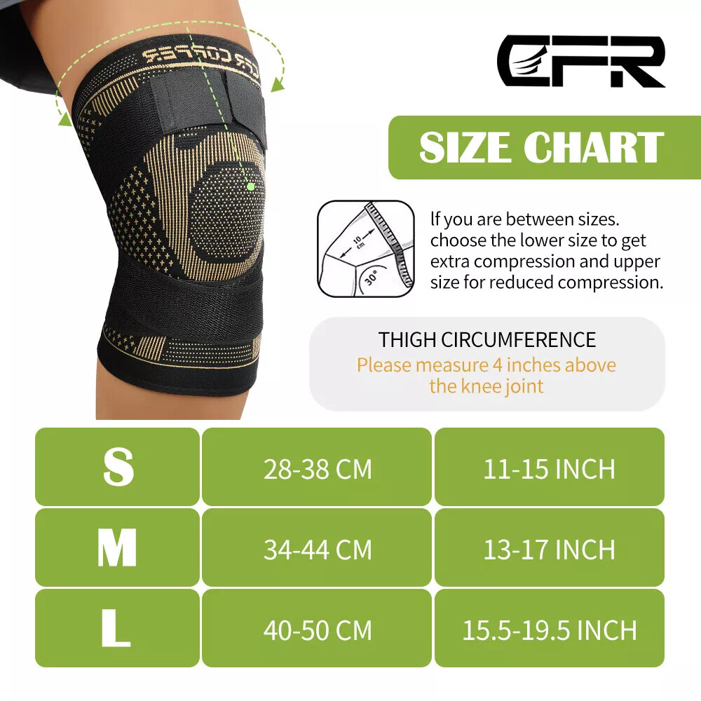 Copper Knee Brace Support Compression Sleeve Sport Joint Arthritis Pain Relief