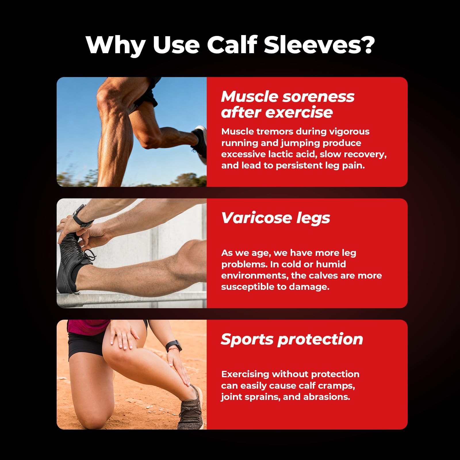 BraceBull Calf Compression XXL (Calf Circumference 13.4″-16.9″), Black