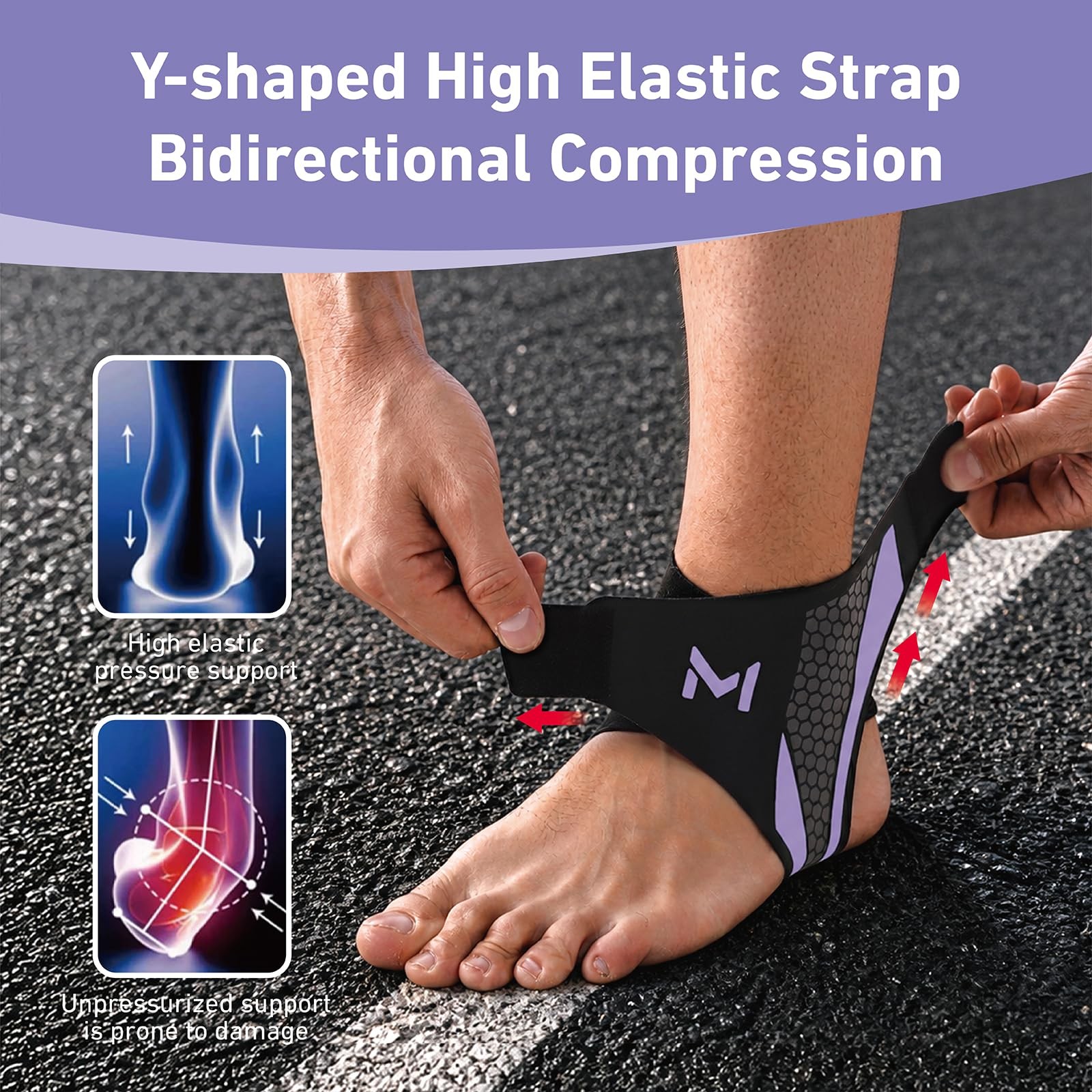 Buoydas Ankle Brace for Men & Women, Breathable Compression 1pc, Purple