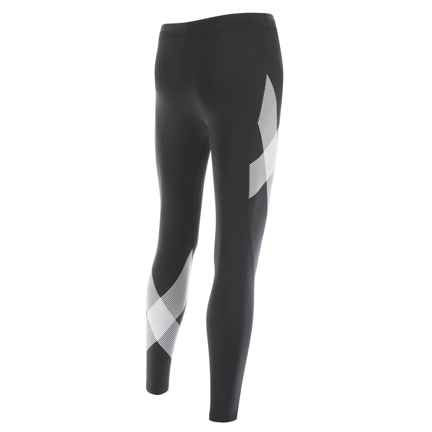 GREAT SAVINGS || 2XU Womens Striped Compression Tights (Black/Striped White)