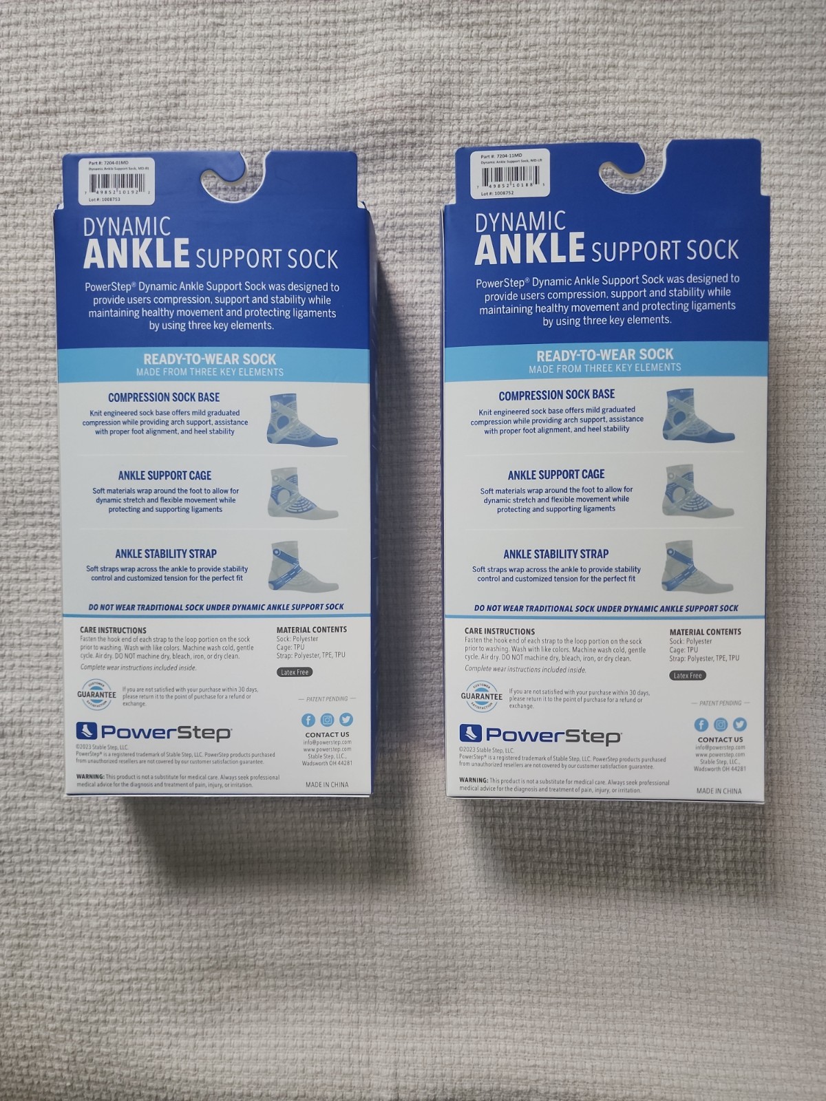 Powerstep Dynamic Ankle Brace Support Sock Size M 10-12.5 W 11-13.5 L/R NIB