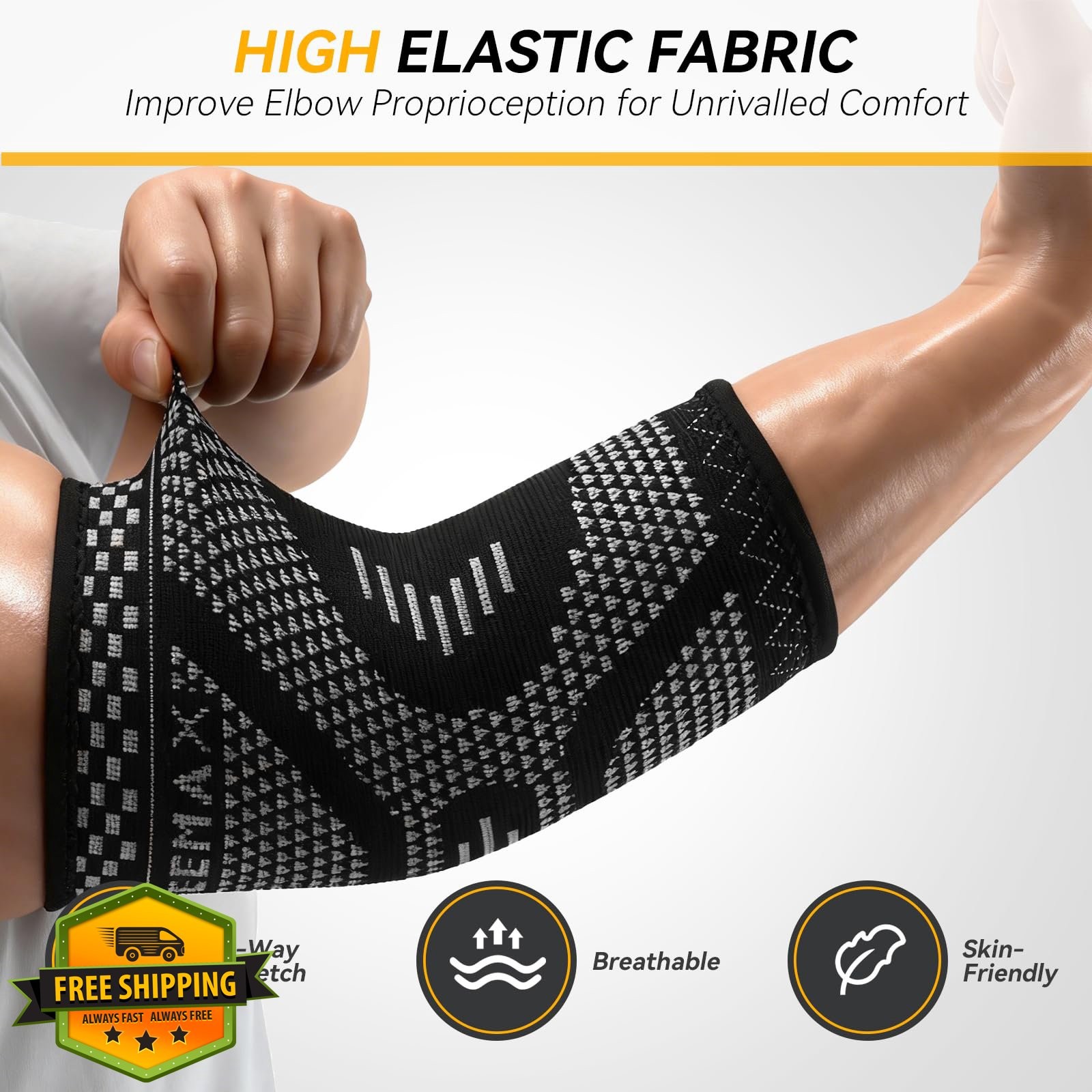 INDEEMAX Elbow Sleeve Grey Black Medium 2 Pack