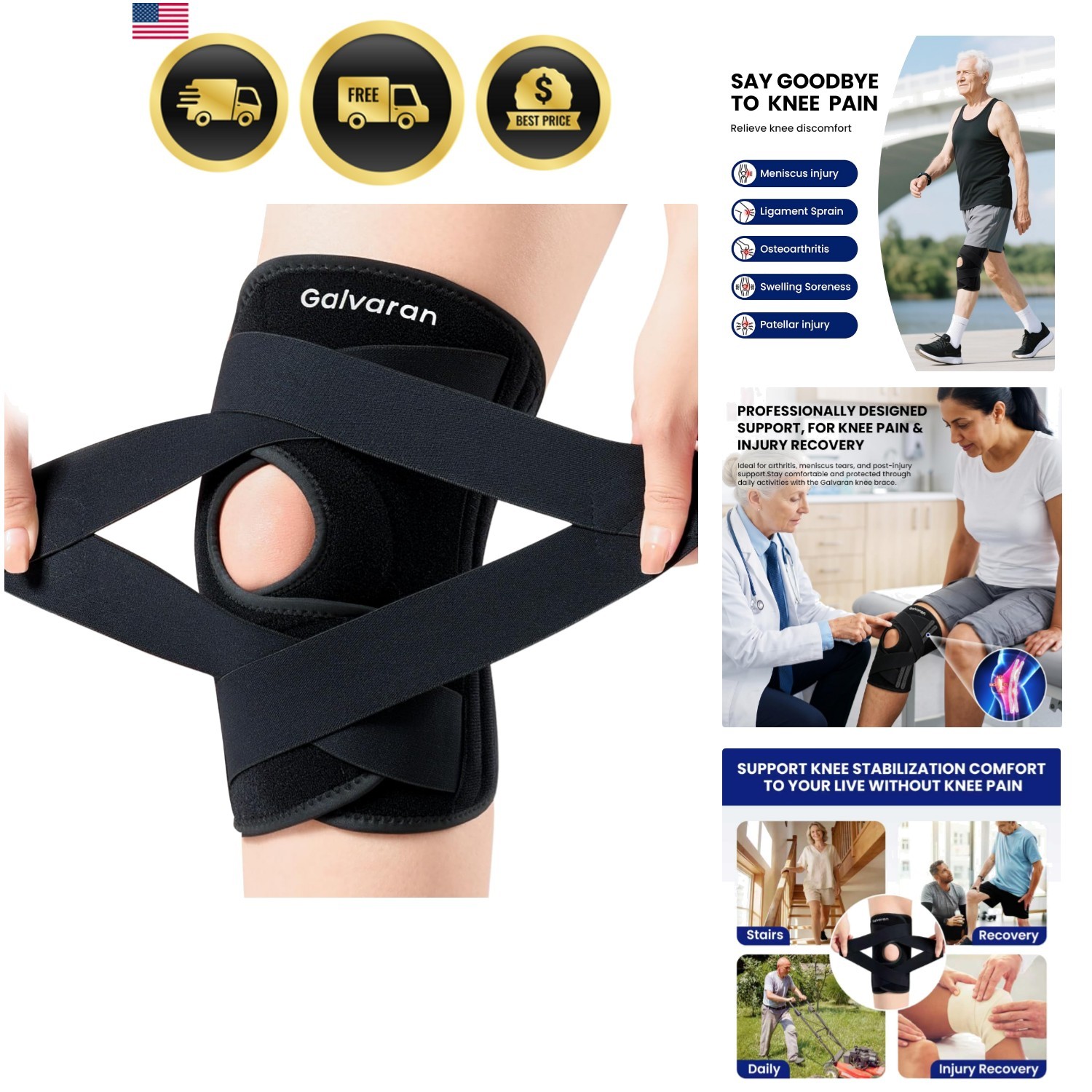 Knee Brace for Men & Women – ACL, MCL, Meniscus Tear Support & Arthritis Pain…