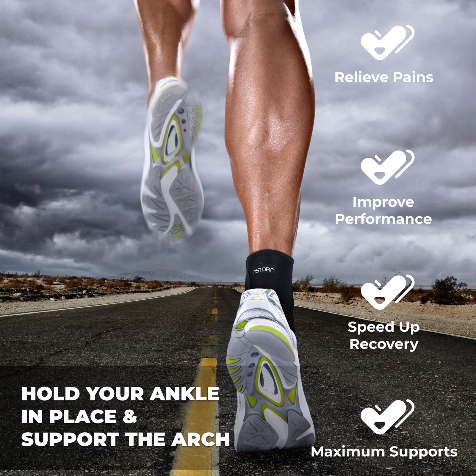 Ankle Brace for Achilles Tendonitis and Plantar Fasciitis, Medium, Black