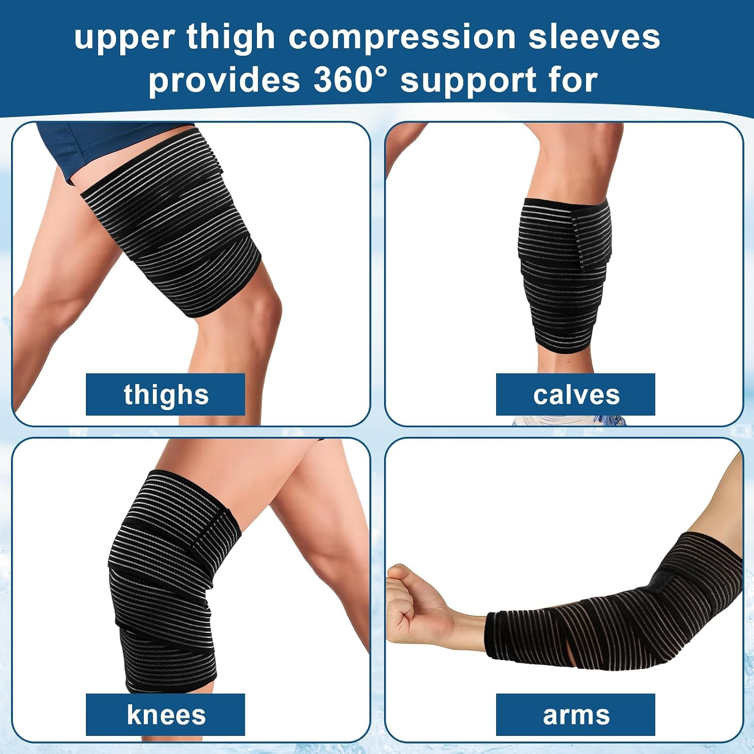 2 PCS Thigh Hamstring Compression Sleeve, Adjustable Thigh Compression Wraps for