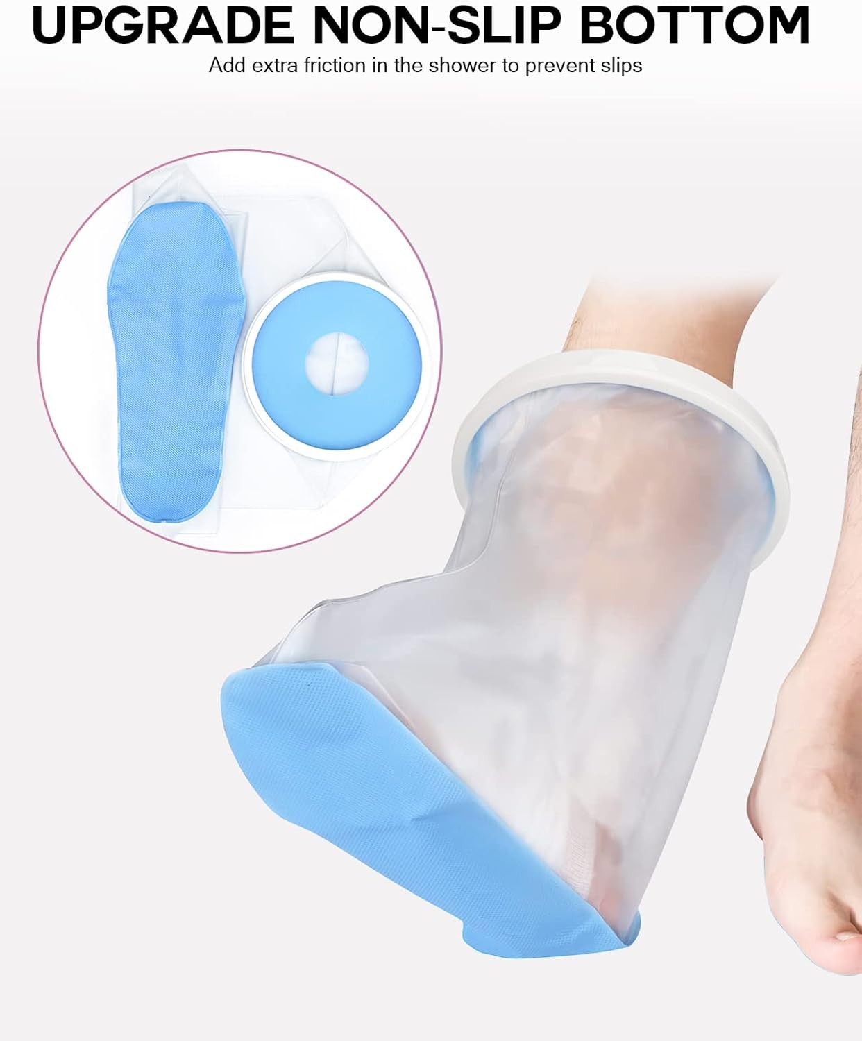 Waterproof Foot Cover for Shower Adult, Foot Cast Covers with Non-Slip Padding B