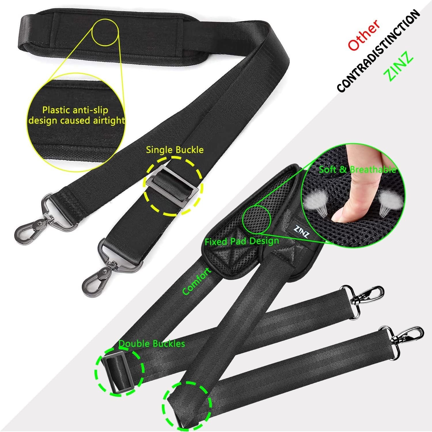 Shoulder Strap 58″ Ultra-Thick Fixed Padded and Adjustable Buckles Crossbody …