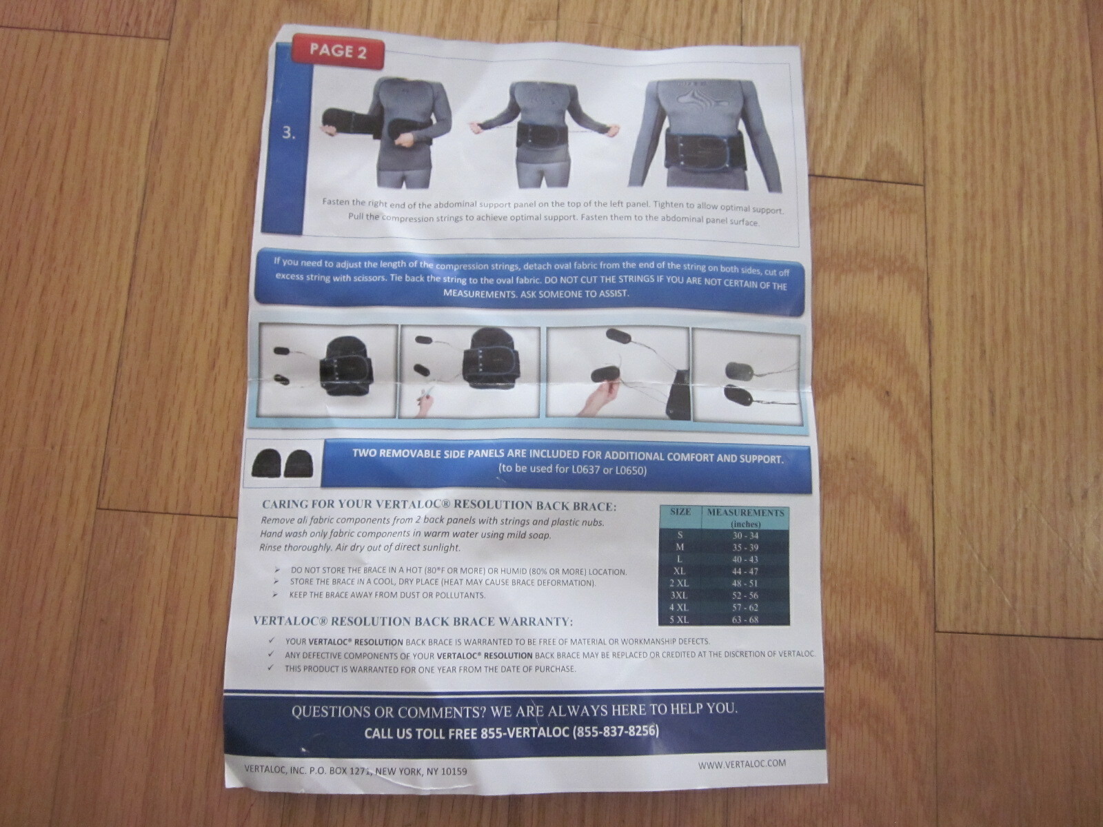 VERTALOC VL711rbb Adjustable Resolution Back Brace w Patient Guide, Black