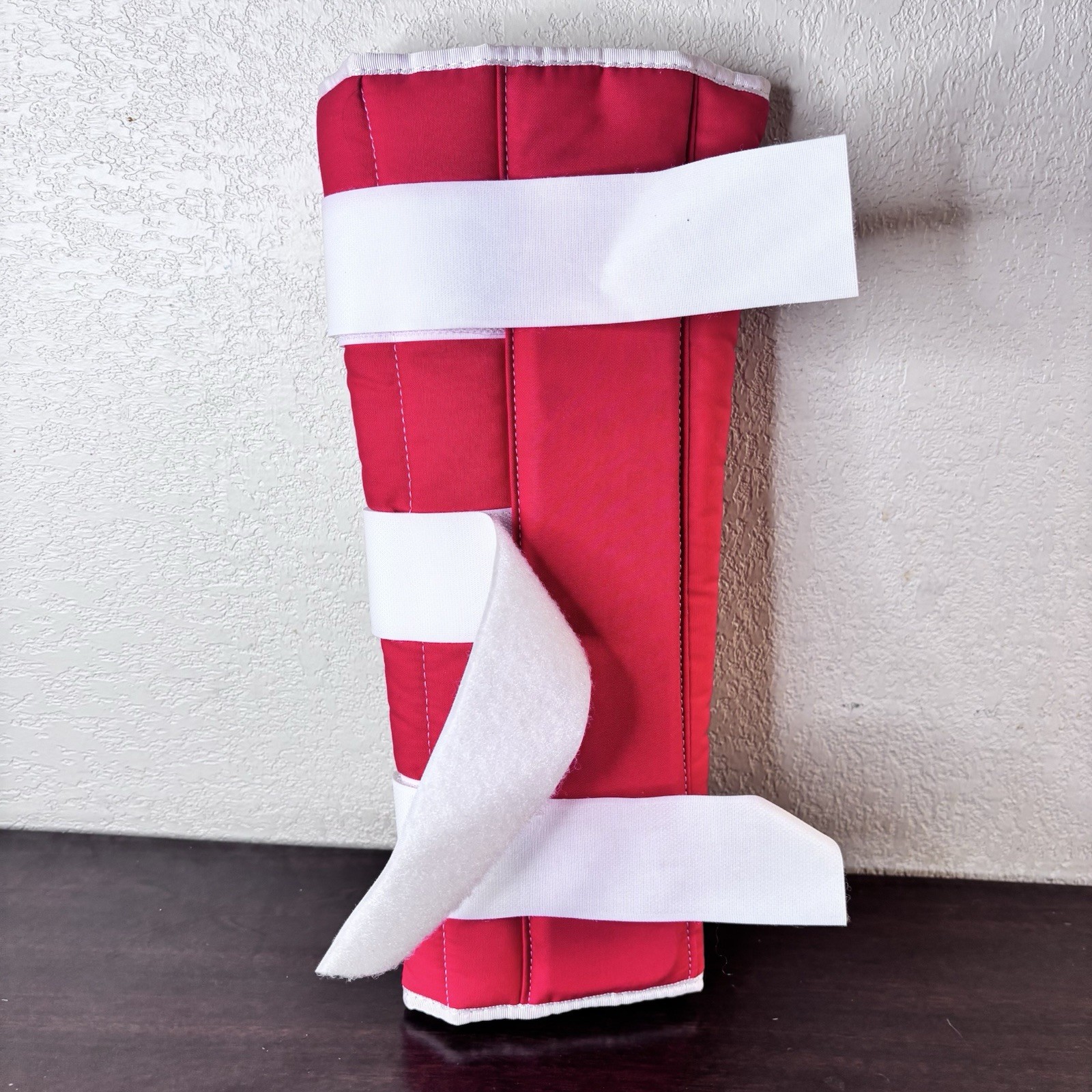 Vintage Medi-Wrap Compression Leg Brace For Left Leg – Red & White 14.5” Long