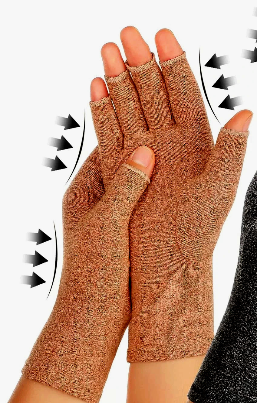 ZEXHOOR Golden Tan Arthritis Compression Gloves-UNISEX – SIZE S – NIP-FREE SHIP