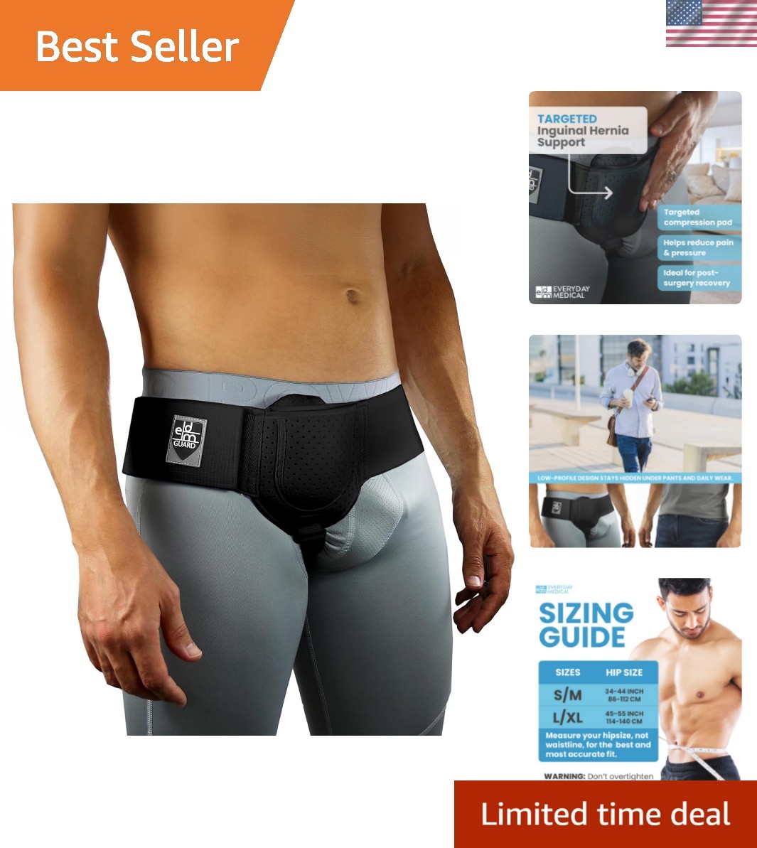 Inguinal Belt for Men & Women – Post Surgery Groin Truss for Left/Right Side,…