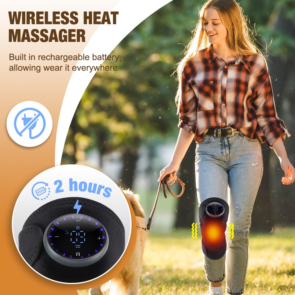 Electric Knee Massager Shoulder Brace with 5 Vibration Modes, 5 Heating Levels