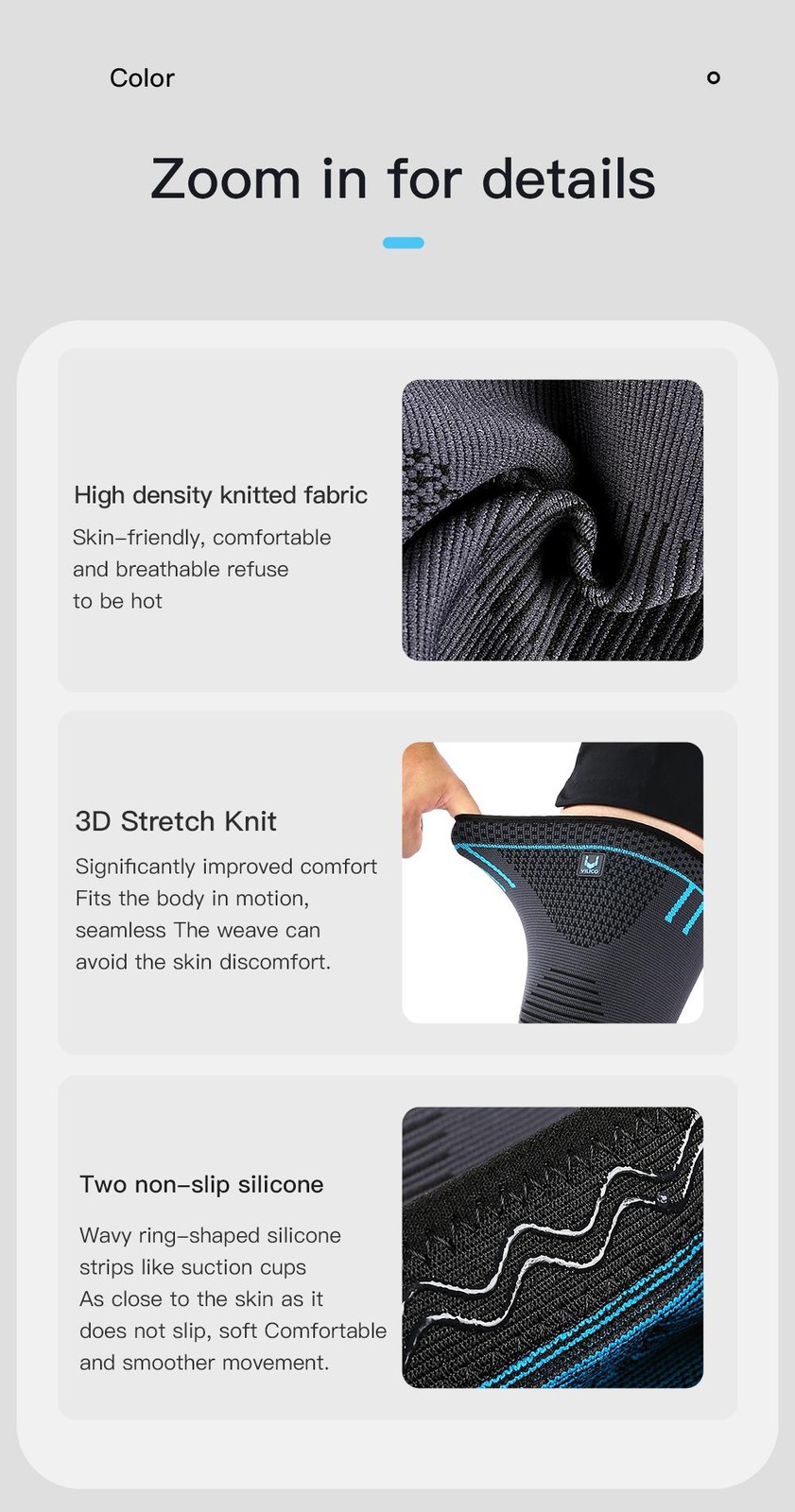 1 Pcs Compression Knee Support Sleeve Elastic Knee Pads Brace Springs Gym Sports