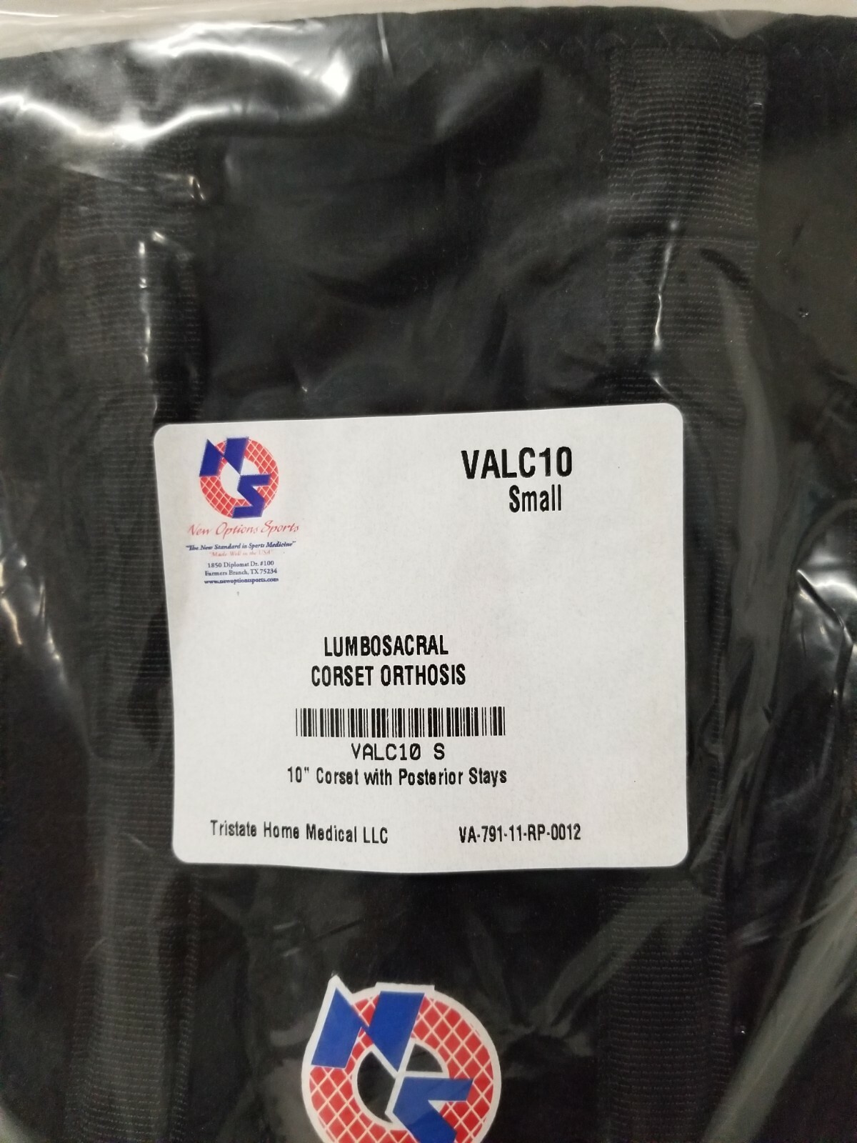 New Options Sports Lumbosacral Corset Orthosis | USA | VALC10 10″ Small
