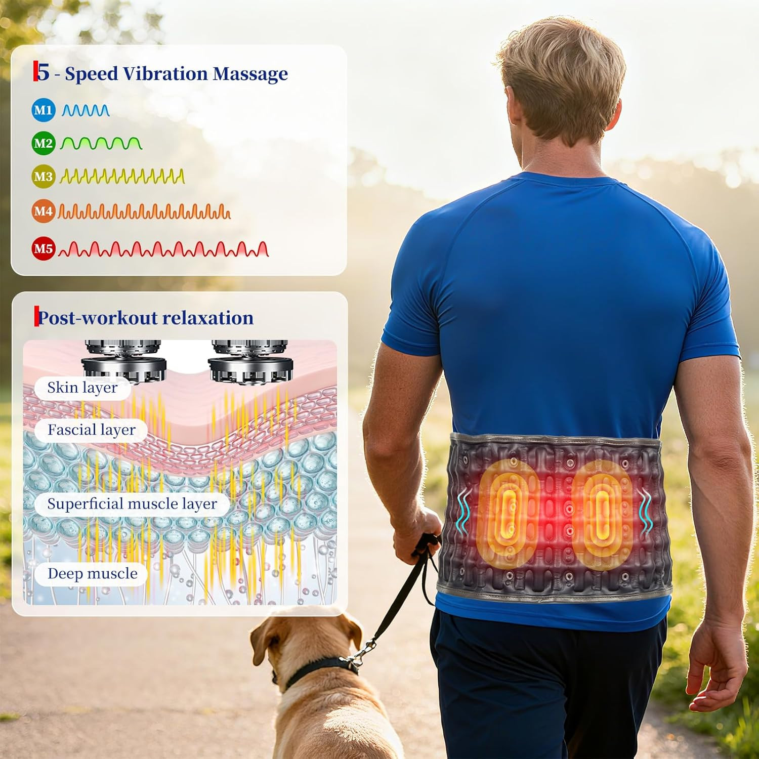 Red Light Massage Decompression Belt for Instant Lower Back Pain Relief, Pump up