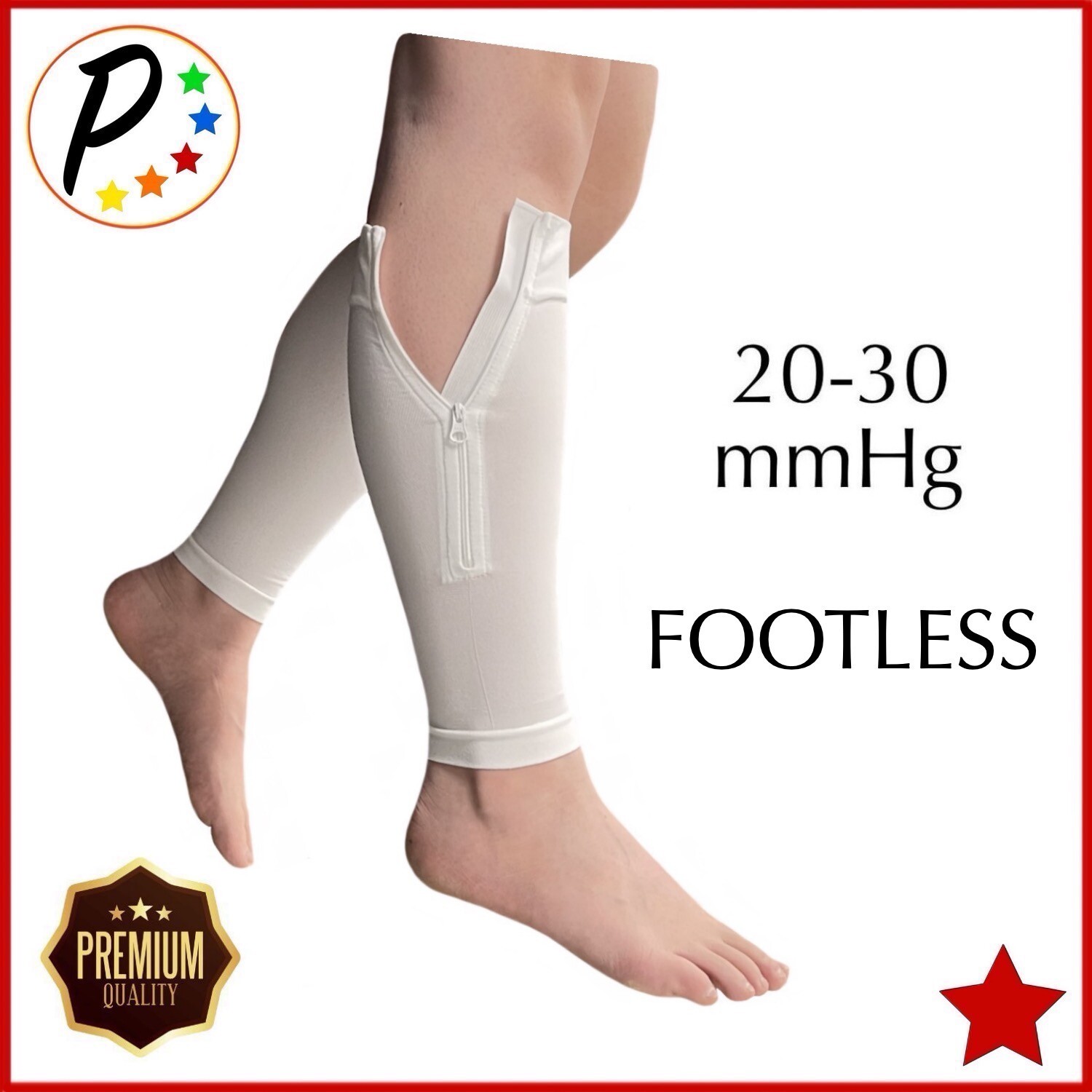 🔴 Presadee Premium White Footless 20-30 mmHg Firm Compression Zipper Sleeves