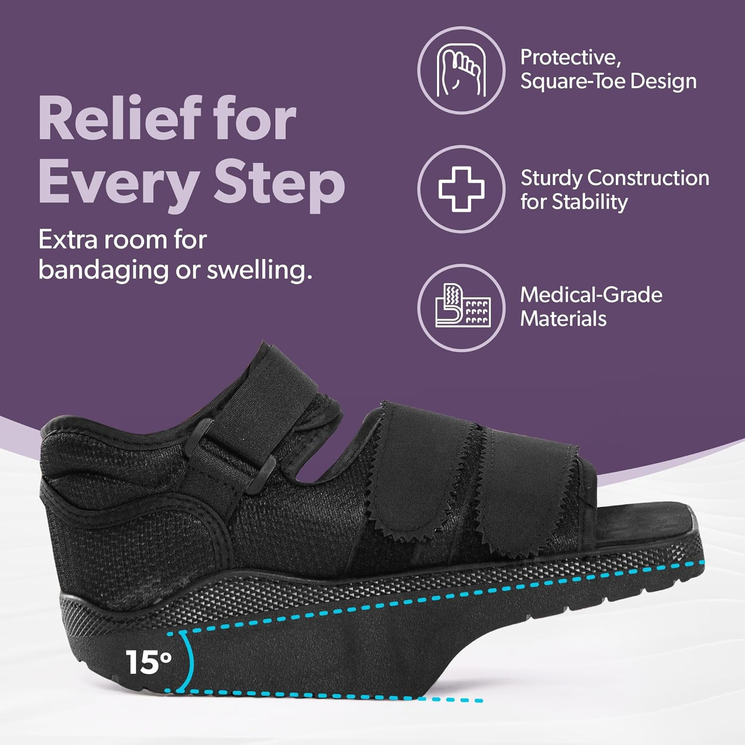 Forefoot Offloading Post-Op Shoe – Non-Weight Bearing Medical Wedge Boot for Dia