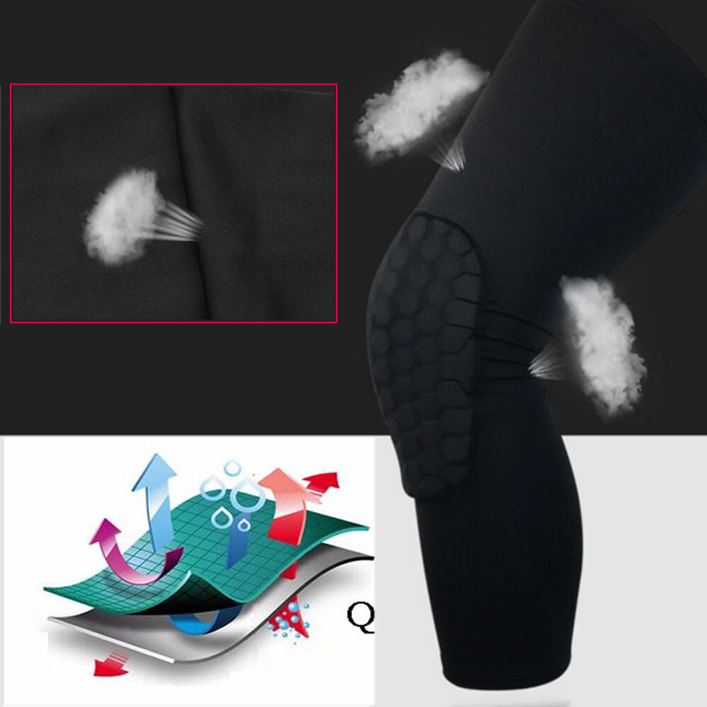 Knee Pad Basketball Leg Protector Long Crashproof Antislip Honeycomb Sleeve New
