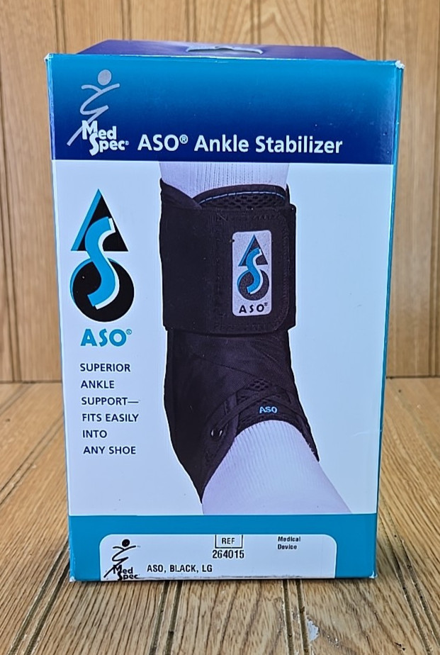 Med Spec 264015 ASO Ankle Stabilizer, Black, Large Fits Easily Into Any Shoe New