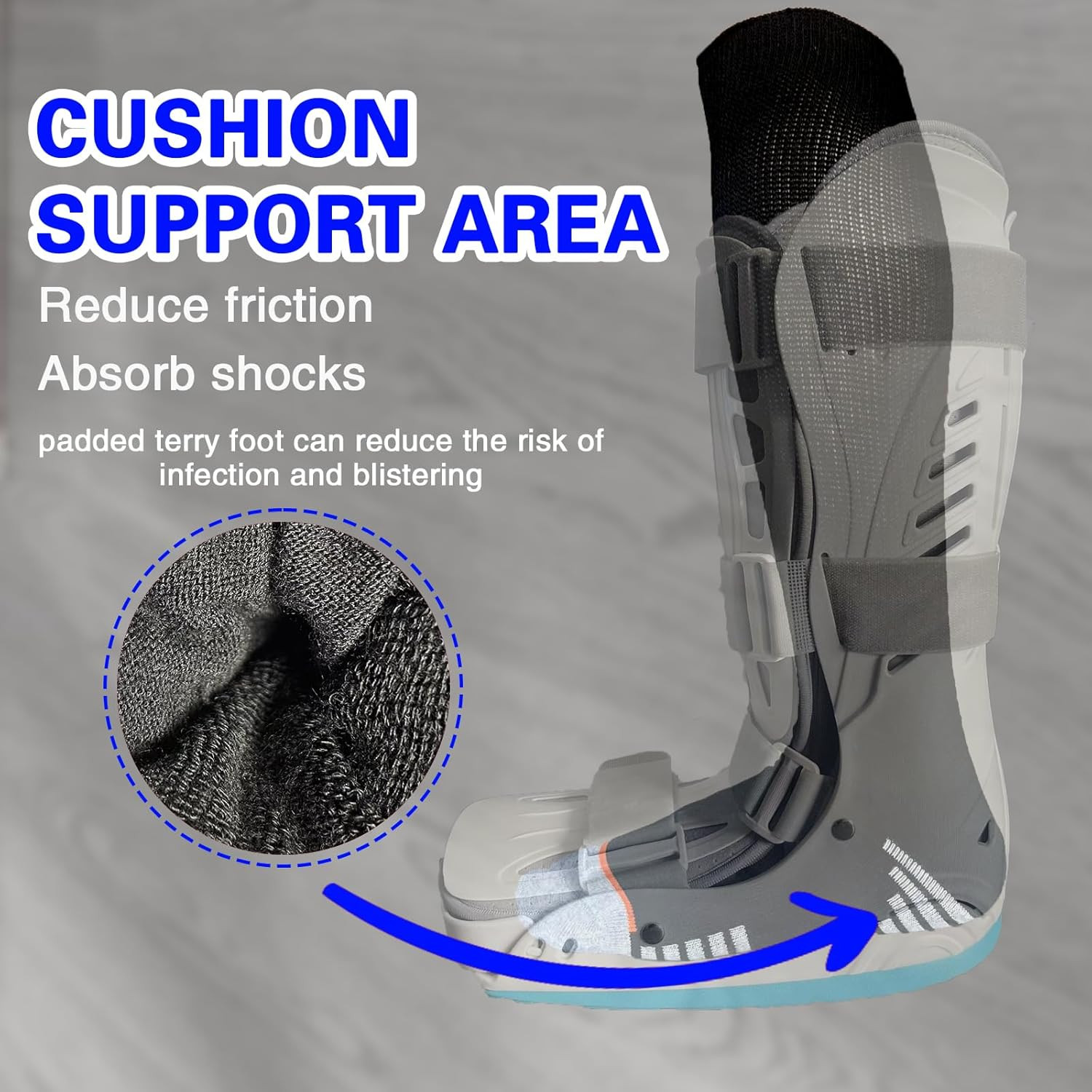 Walking Boot Socks Air Cam Walker Cast Socks 2 Pairs Fracture Boot Brace Sock Su