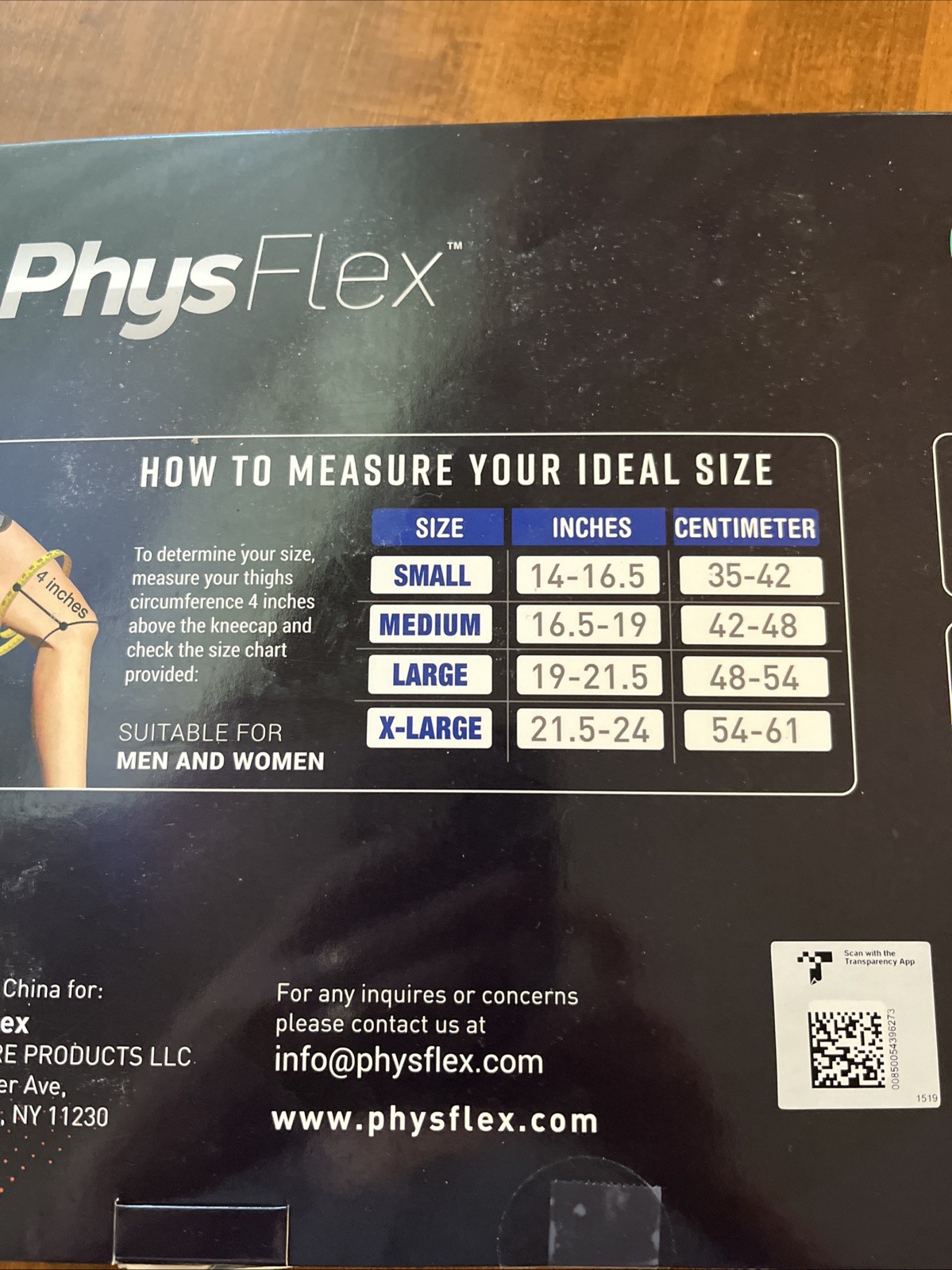 Physflex knee sleeve maximum support size XL
