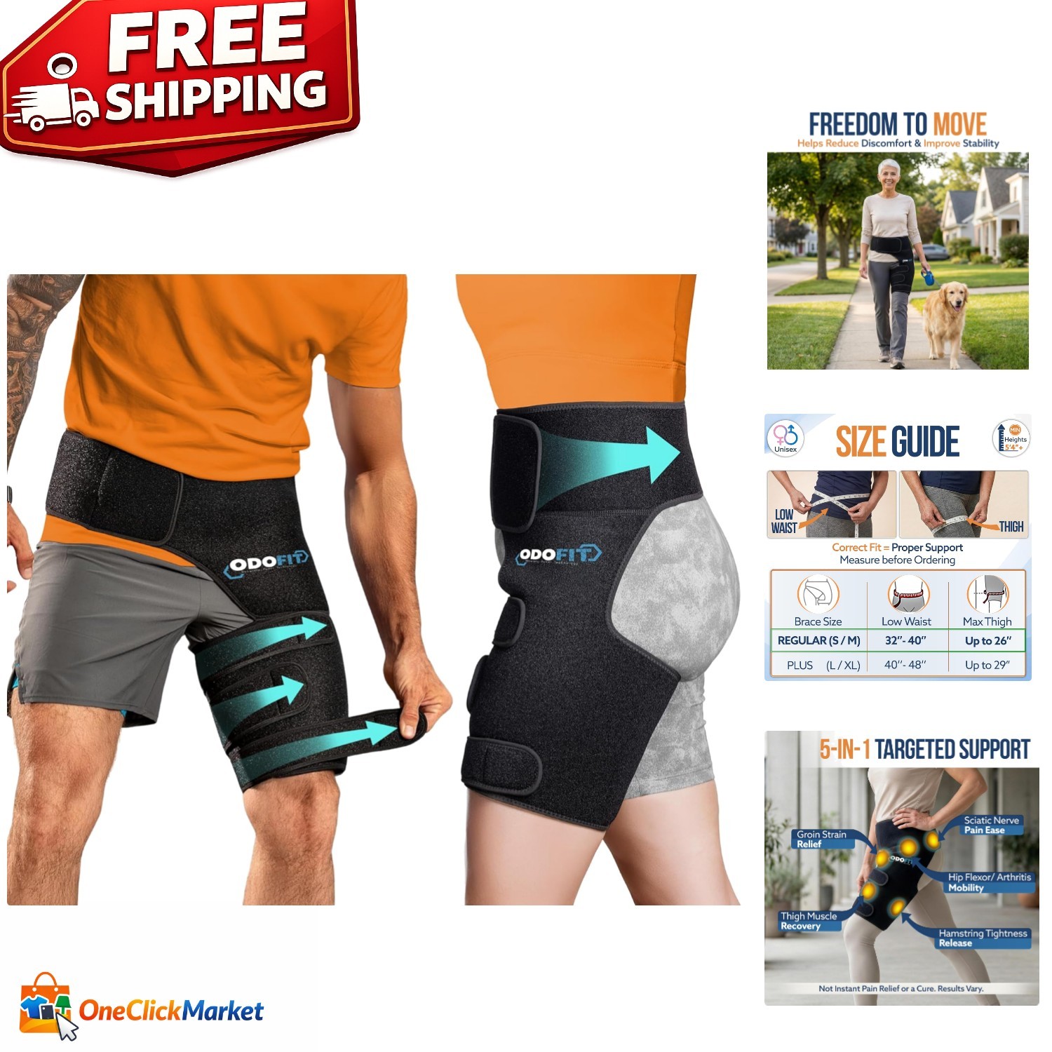 5 in 1 Hip Brace for Women Men Sciatica Pain Relief Devices – Adjustable Groi…