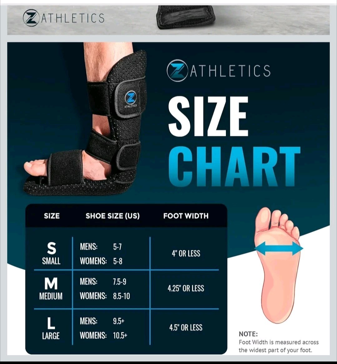 Z ATHLETICS Plantar Fasciitis Night Splint Size Small Adjustable Foot Boot Black