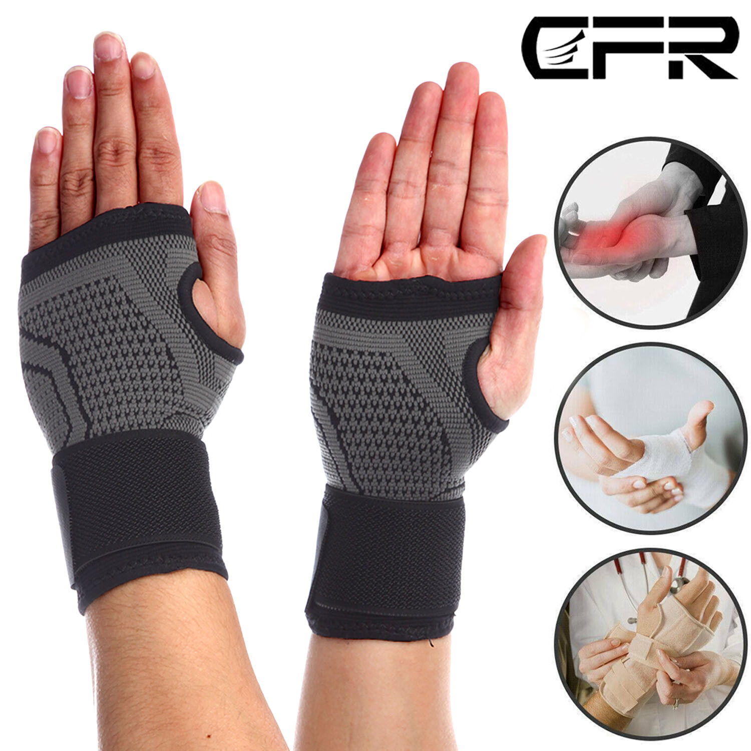 CFR Copper Compression Hand Wrist Brace Support Glove Arthritis Carpal Tunnel