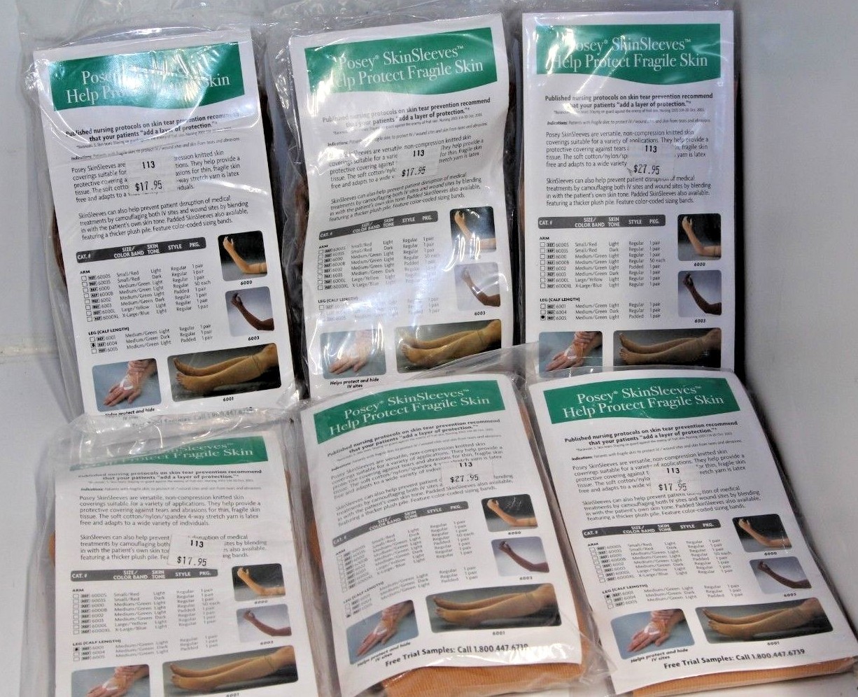 (1) New Pair Posey SkinSleeves Leg Wound Prevention Skin Sleeve Calf Length (M)