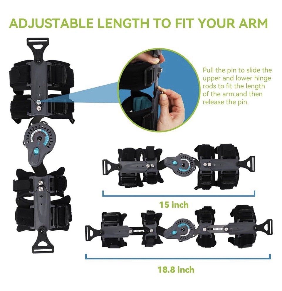 Komzer Hinged Elbow Brace,Adj.Post OP ROM Elbow Brace After Surgery (Left)