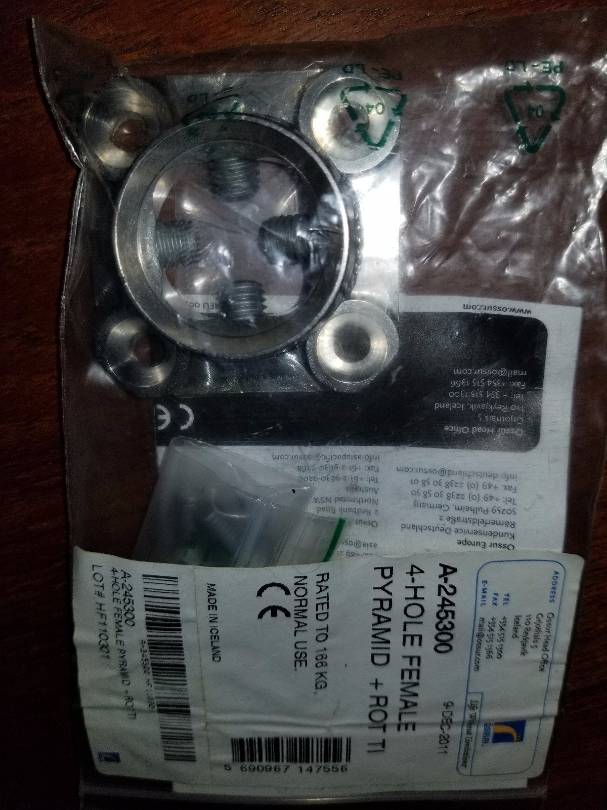 Össur 4 Hole Female Pyramid + ROTTI Titanium Prosthetic Part A-245300