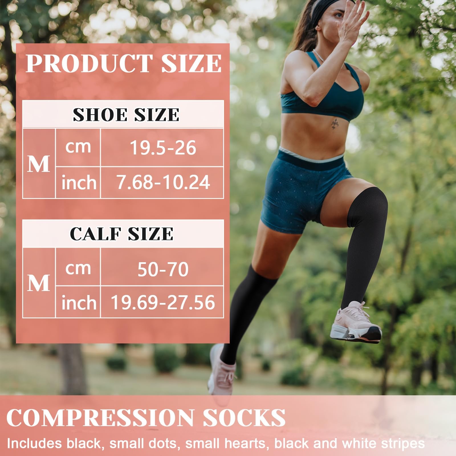 4 Pairs Thigh High Compression Socks Women Nurse Running Travel Support Gift