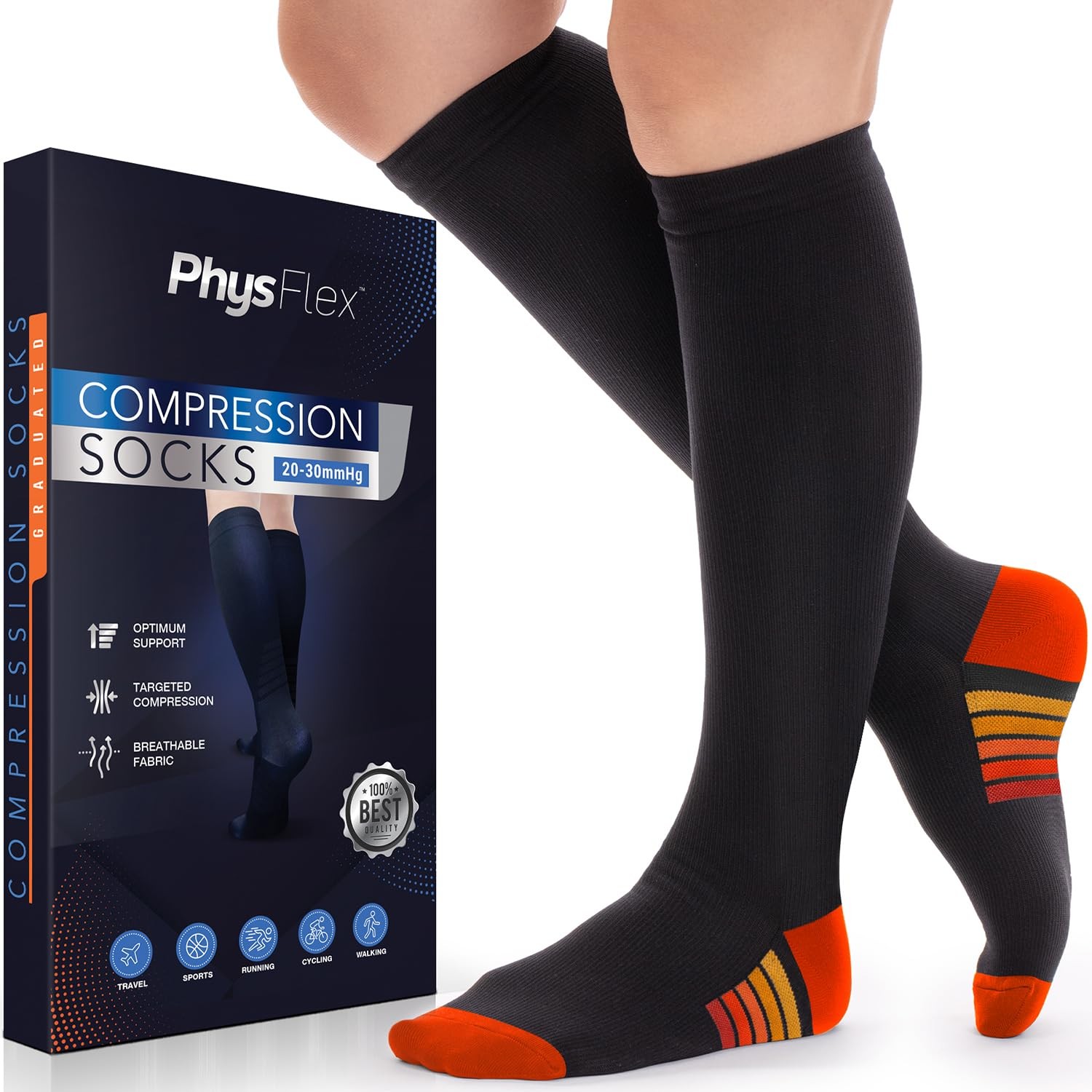 Compression Socks 20~30 mmHg for Women & Men, Travel, Nurses, Sports