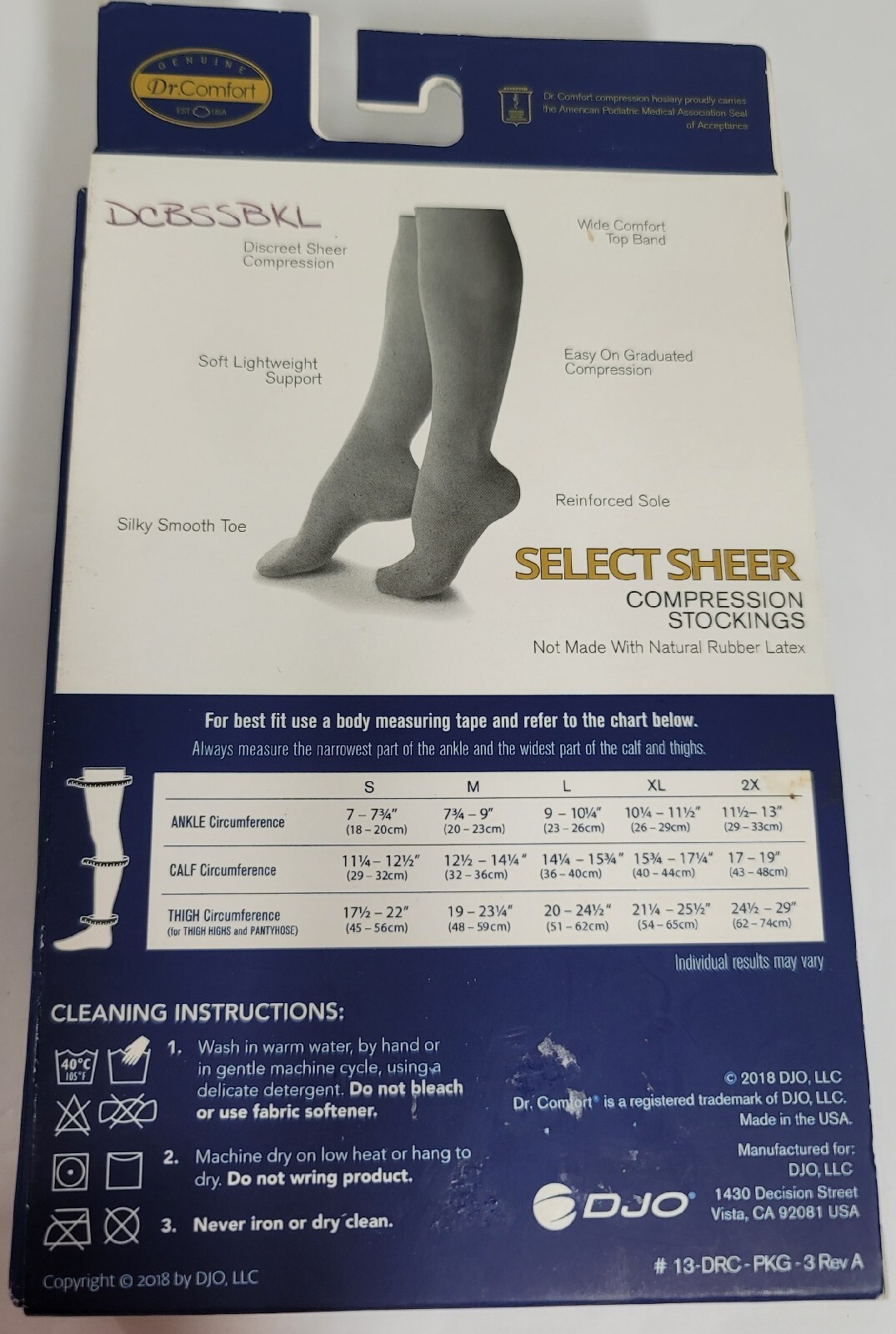 Dr Comfort Select Sheer Compression Stockings Below Knee for Women L Black New