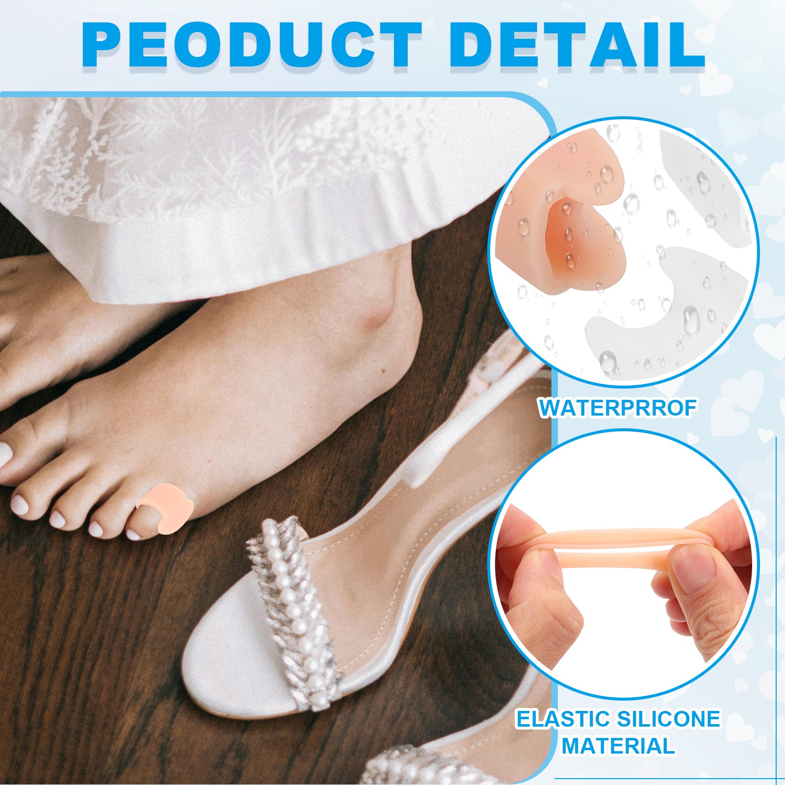 12 Pcs Pinky Toe Spacers Gel Toe Separator for Women & Men Beige