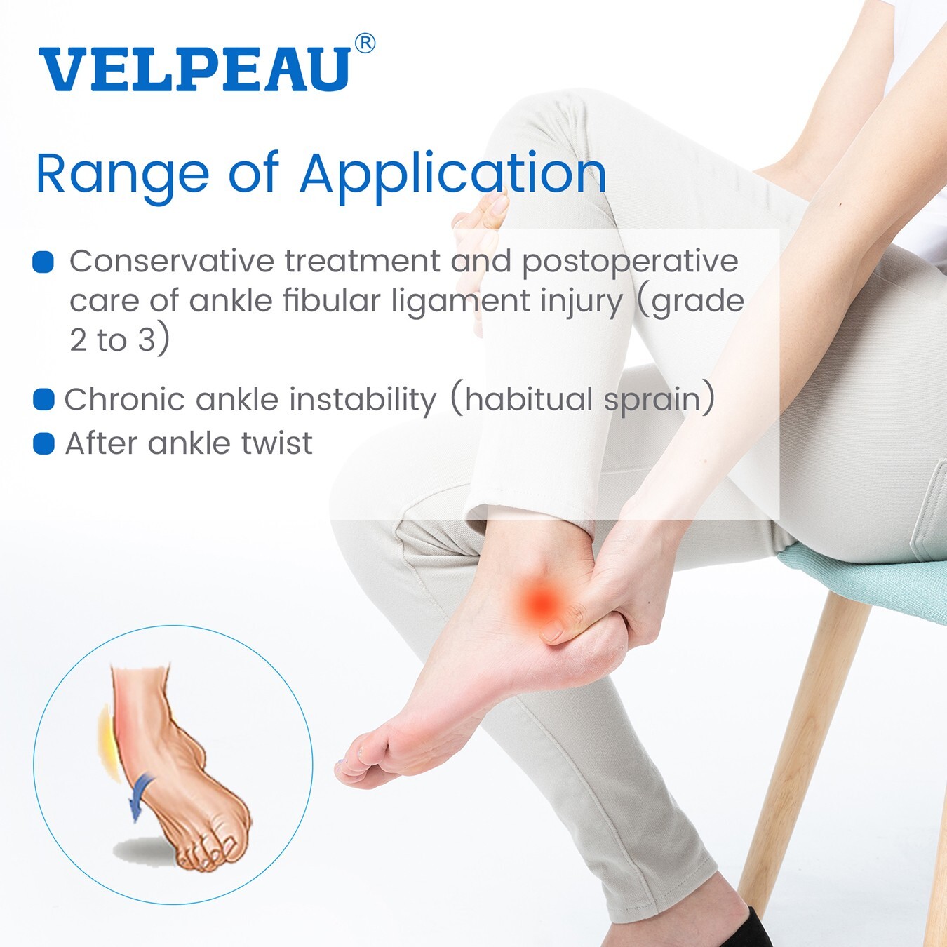 VELPEAU Ankle Brace – Stirrup Ankle Splint – Stabilizer Suppor for Sprains S/L