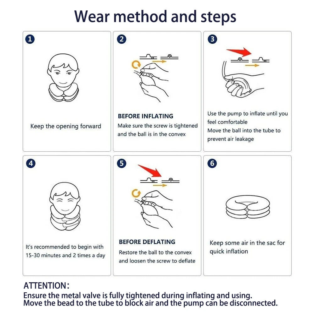 Inflatable Cervical Neck Traction Device Collar Brace Support Pain Relief