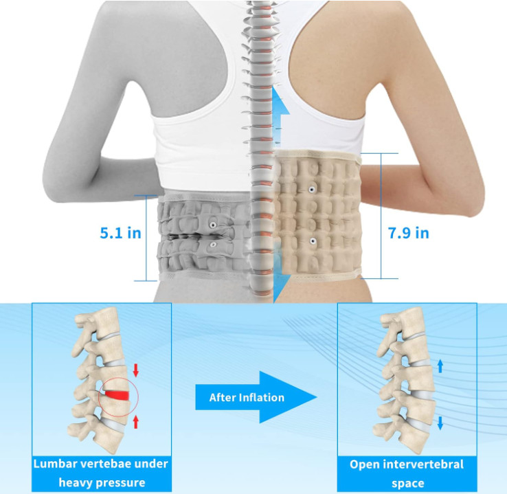 Decompression Lumbar Support Belt for Back Pain Relief, Waist 29-49″, Beige