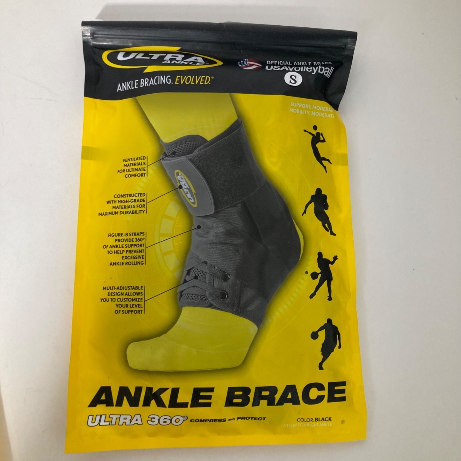 Ultra Ankle Ankle Brace 360 Compress and Protect Moderate Support Black S M 7.5