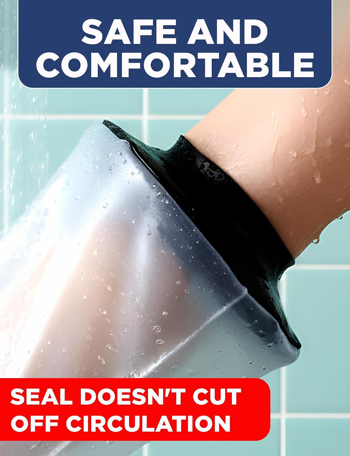 100% Waterproof Cast Covers for Shower Arm – Tight Seal – Reusable Adult Half Ar
