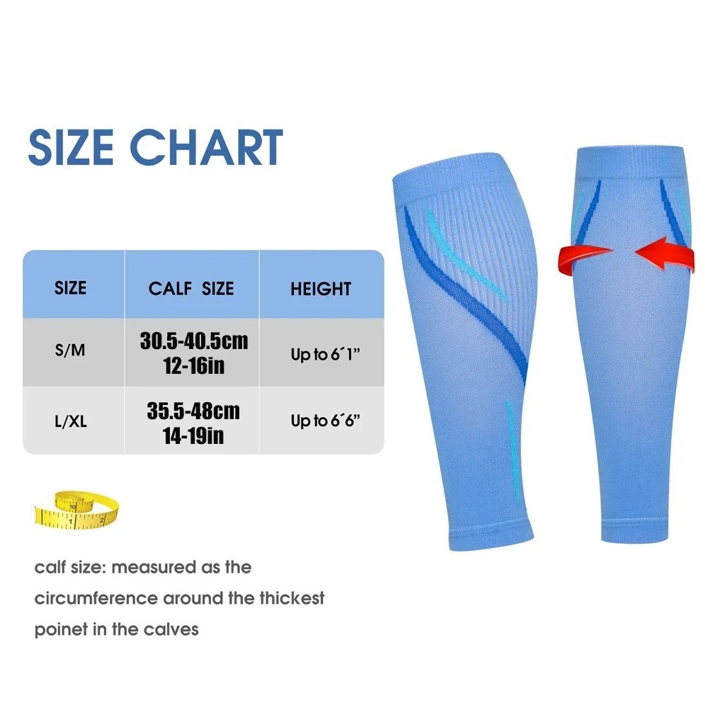 1 Pair Calf Compression Sleeves 20-30 mmHg Footless Socks for Men Women