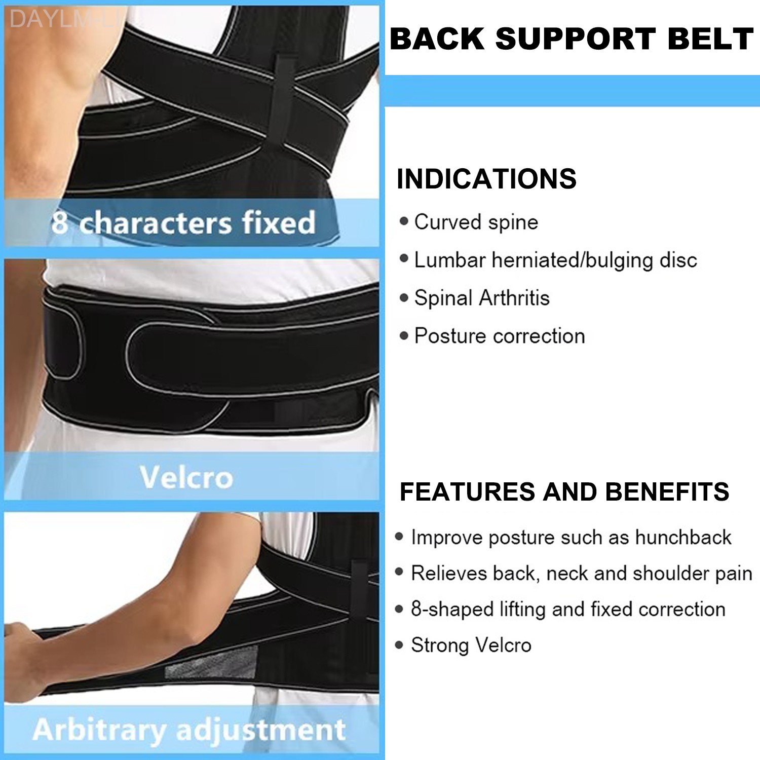 Adjustable Posture Corrector Low Back Support Shoulder Brace Belt Men & Women