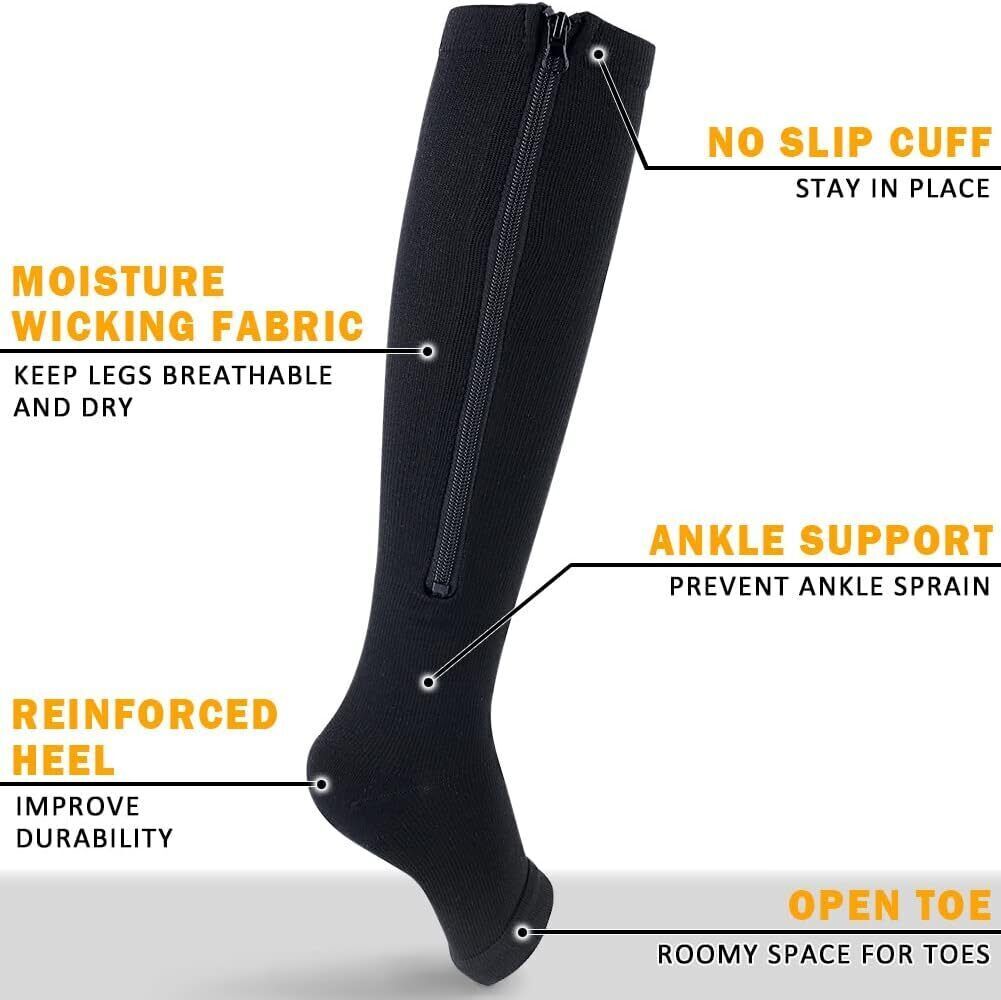 Compression Socks Calf Zipper for Men Women Sports Calf Sleeve for Pain Relief