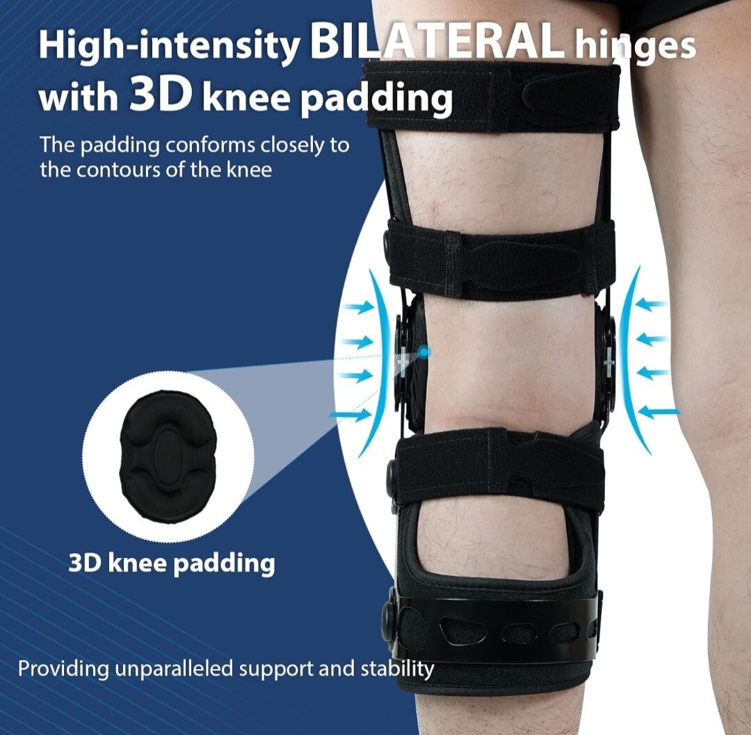 NVORLIY Hinged Knee Brace ROM Right / XL Adjustable NEW